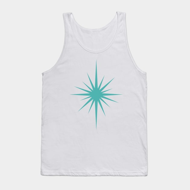 Turquoise Blue Starburst Mid Century Modern Tank Top by OrchardBerry